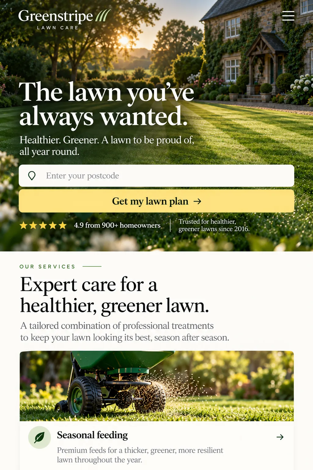 The Greenstripe Lawn Care design on a phone