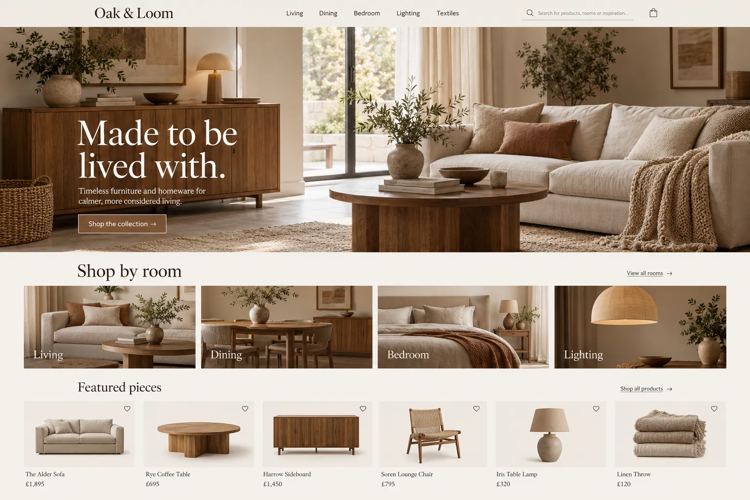 Furniture and homeware designed for Oak & Loom